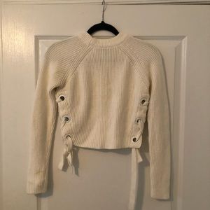 Topshop Knit Lace-Up Crop Sweater